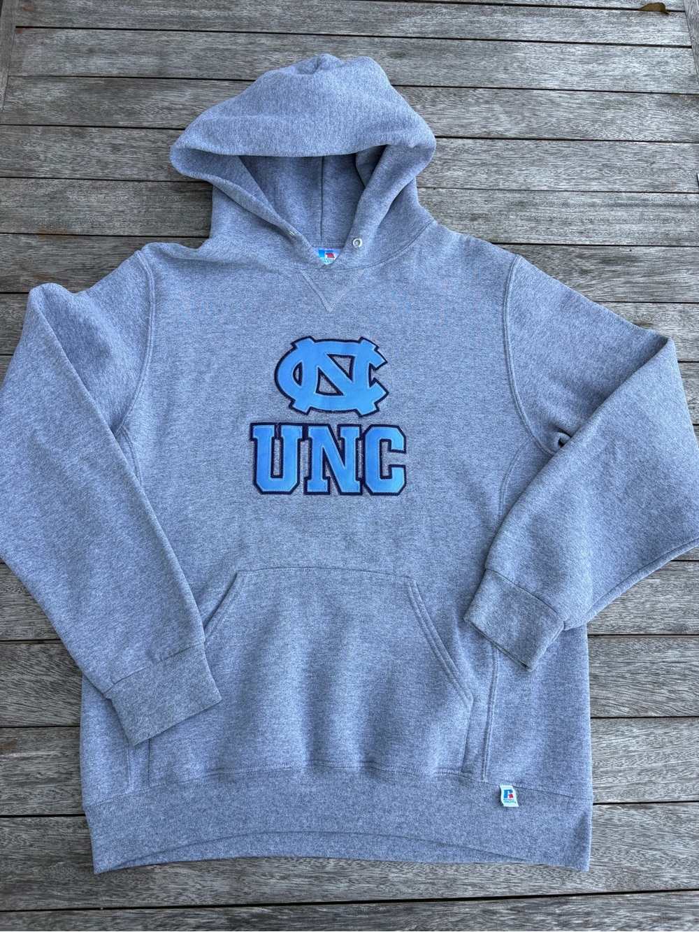 Russell Athletic Gray Hoodie with Carolina Blue UNC Logo